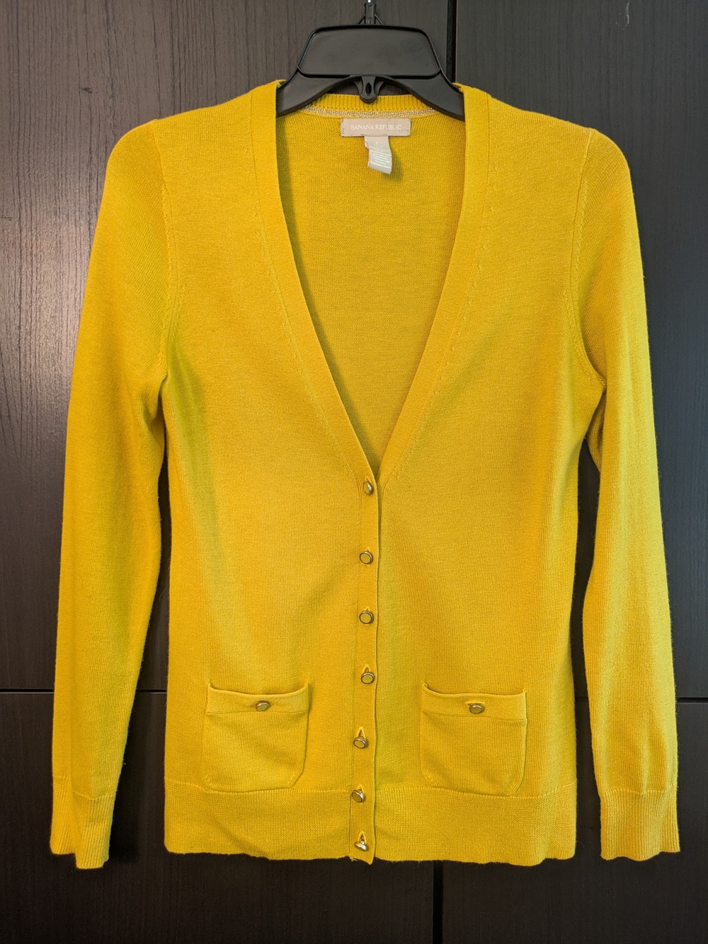 Banana Republic V-Neck Cardigan Sweater Golden Yellow Sz S